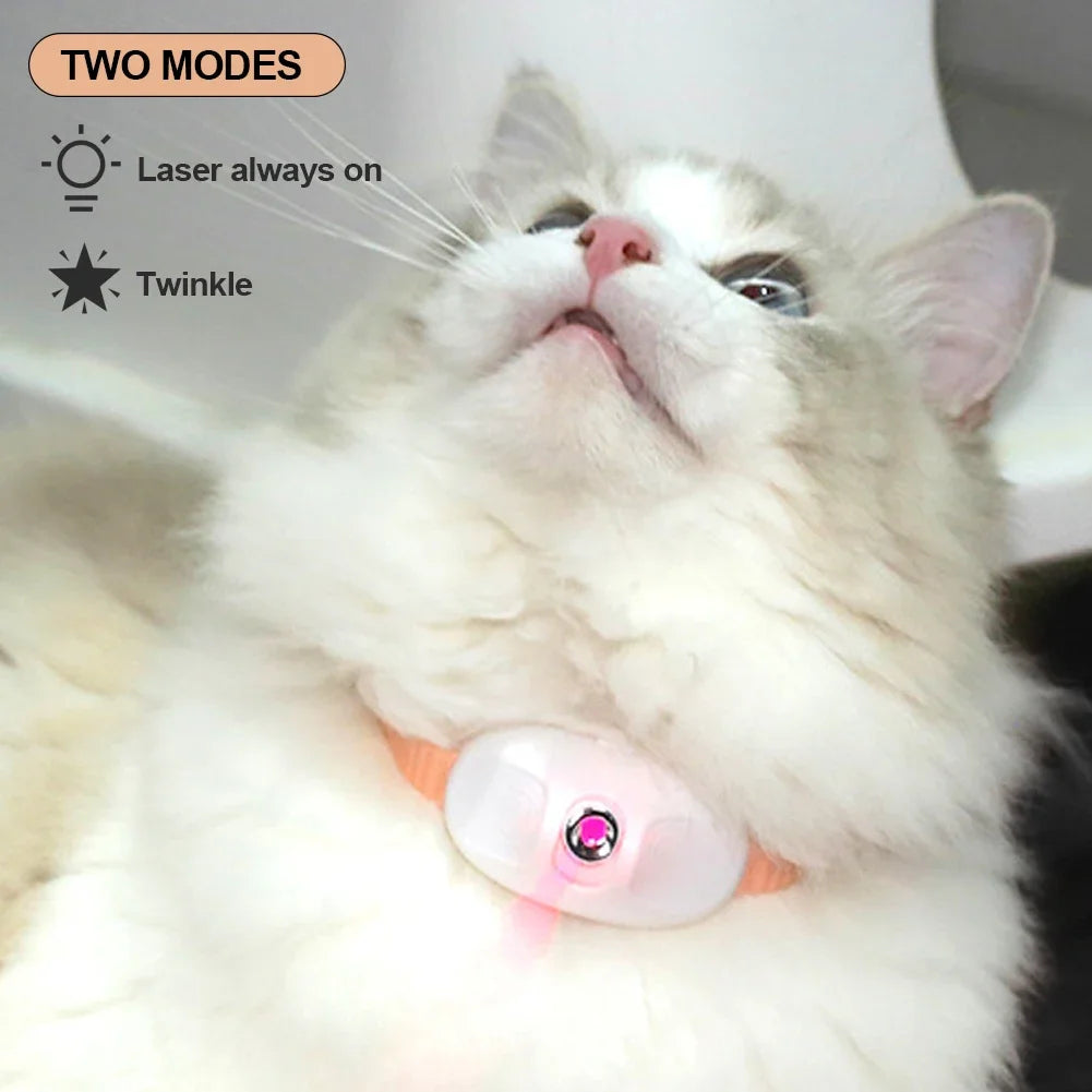 USB Rechargeable Pointer Smart Laser Tease Cat Collar Electric Kitten Automatic Toys Interactive Training Pet Accessories Goods