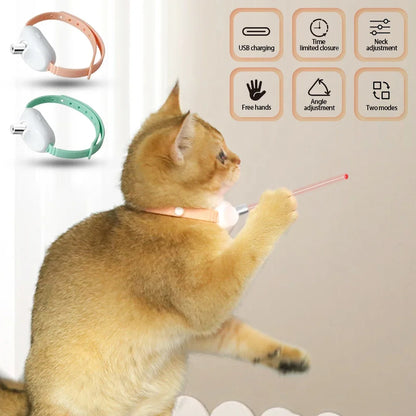 USB Rechargeable Pointer Smart Laser Tease Cat Collar Electric Kitten Automatic Toys Interactive Training Pet Accessories Goods